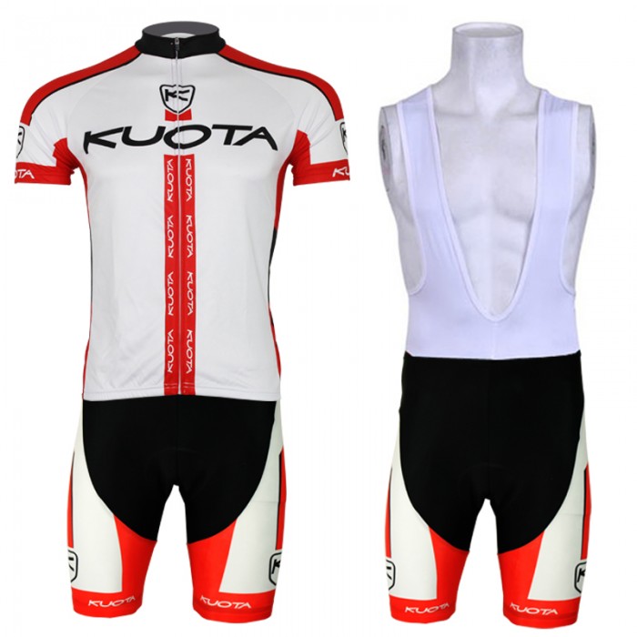 2013 KUOTA Fietspakken Fietsshirt Korte+Korte koersbroeken Bib wit rood 4194