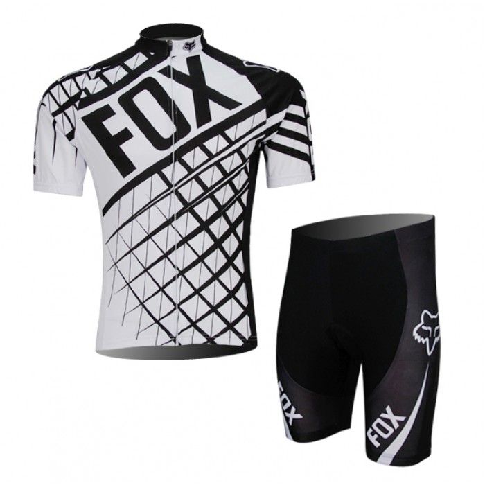 FOX 2014 Fietskleding Fietsshirt Korte Mouwen+Fietsbroek Korte zeem Grey 981