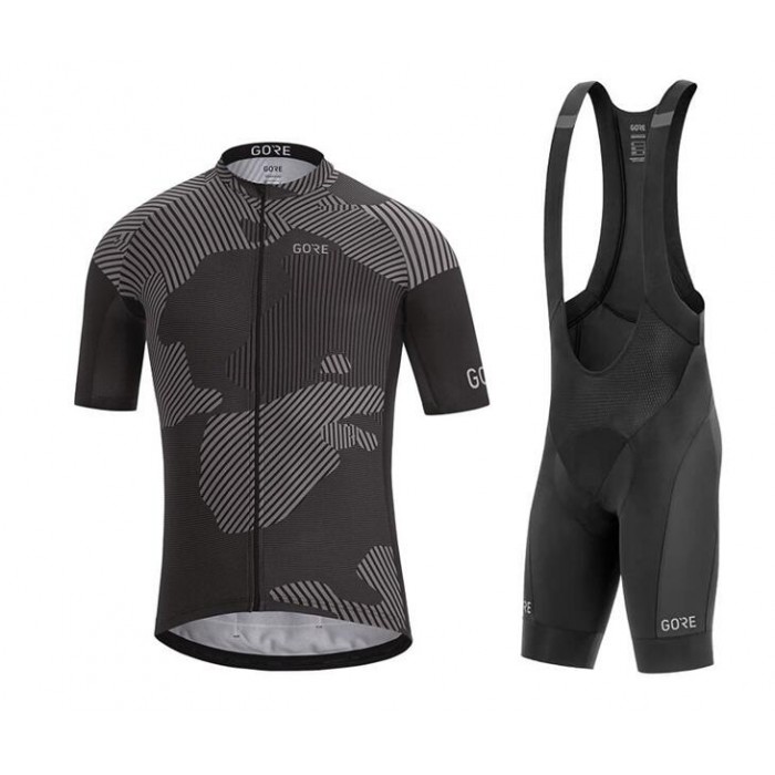 GORE WEAR GORE C3 Combat Fietskleding Wielershirt Korte Mouw+Korte Fietsbroeken Bib Gris Zwart 6T6RF 6T6RF