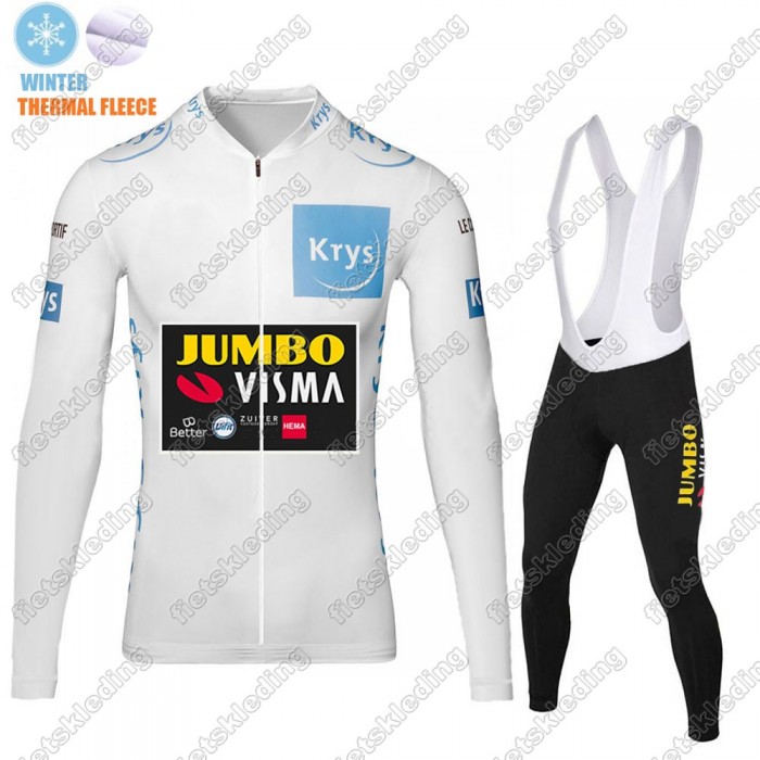 Winter Thermal Fleece Jumbo Visma 2021 wit Fietsshirt Lange Mouw+Collant Cycliste 2021252